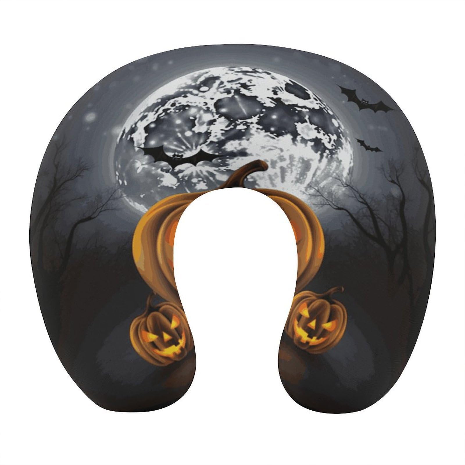 Btcowzrv Style Halloween Moon Bat Pumpkin U Shaped Neck Pillow Travel Pillows