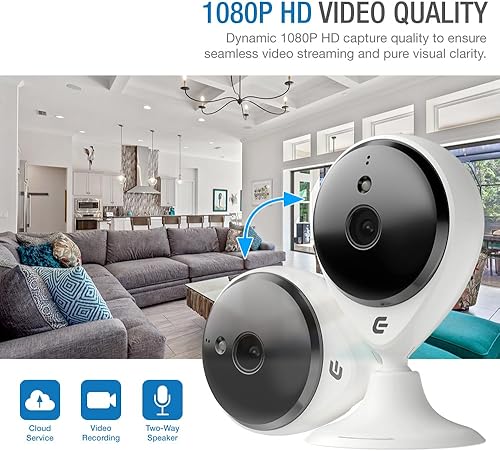 Miniatura 2 de Cámara de seguridad inteligente para interiores con cable, cámara IPWiFi HD de 1080p para monitoreo de video de mascotas en el hogar, audio