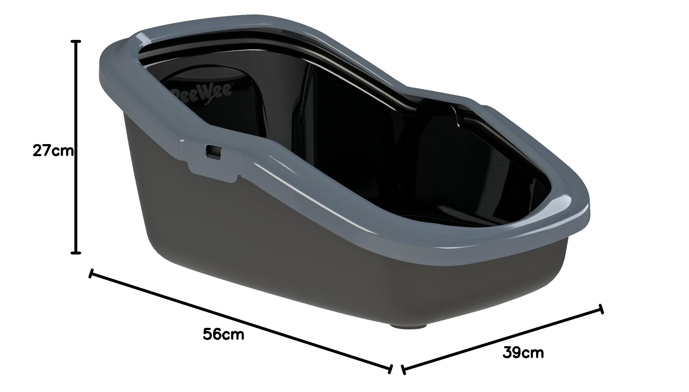 PeeWee Toilette per Gatti EcoMinor lettiera Aperta per Gatti dal Sistema autopulente con Pala e 3 kg. Pellet di Legno, Colore:Nero-Antracite