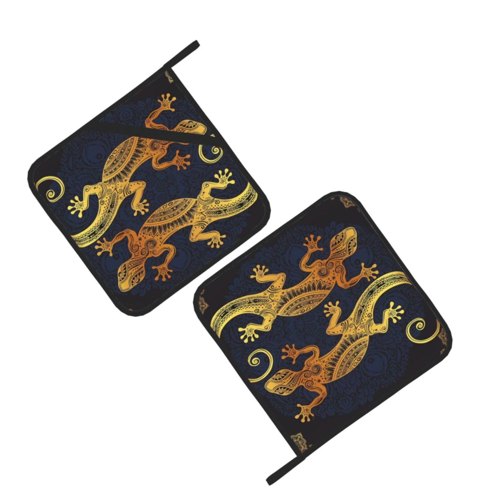 Gecko Lizards Printed Oven Pot Holders Set of 2 Pcs Heat Resistant Kitchen Microwave Potholders for Cooking Baking Grilling