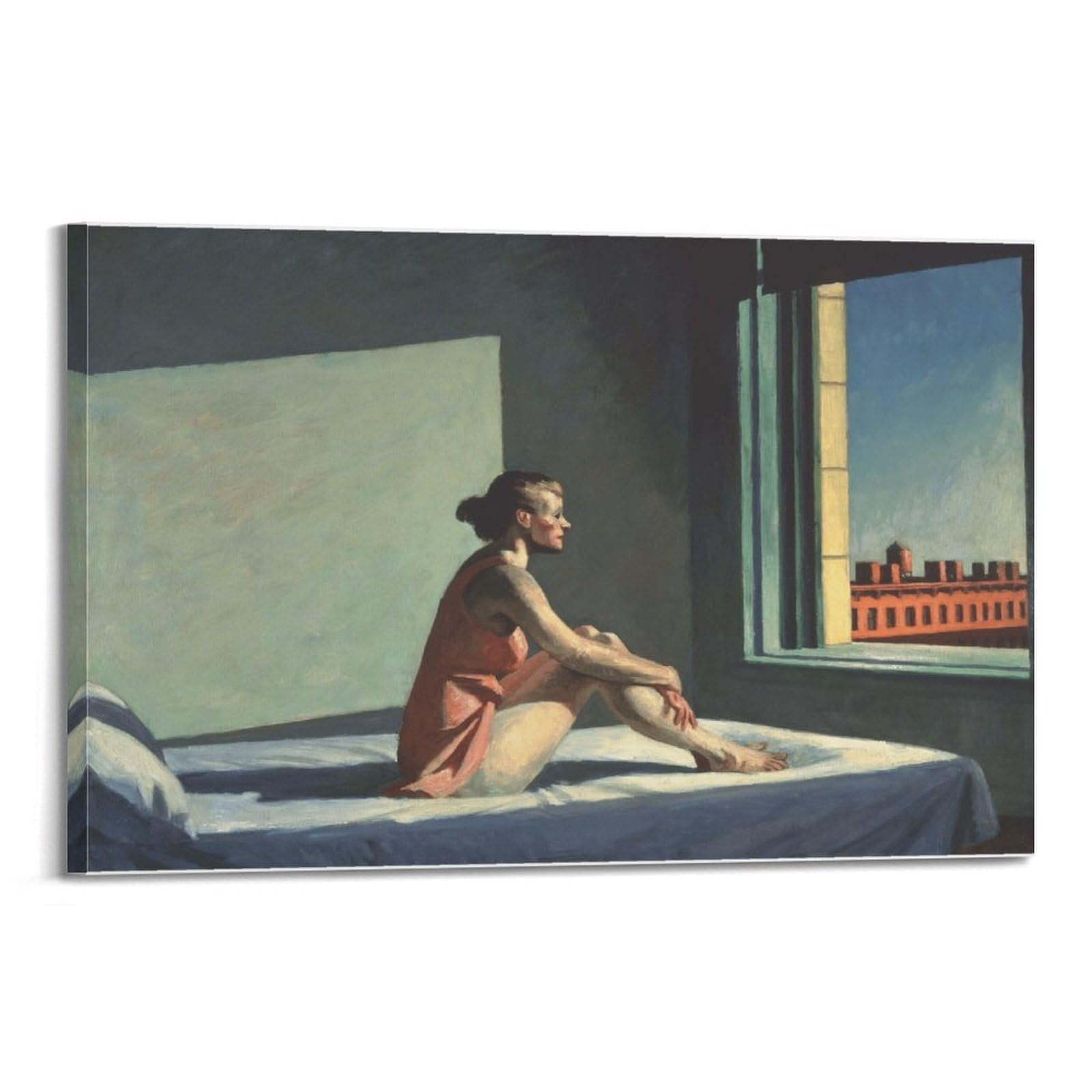 Sjwiner Frame-Style Edward Hopper, Morning Sun - Canvas Print Poster Famous Paintings Aesthetic Cover Poster Design Painting For Living Room Bed Room 20X30inch(50X75cm)
