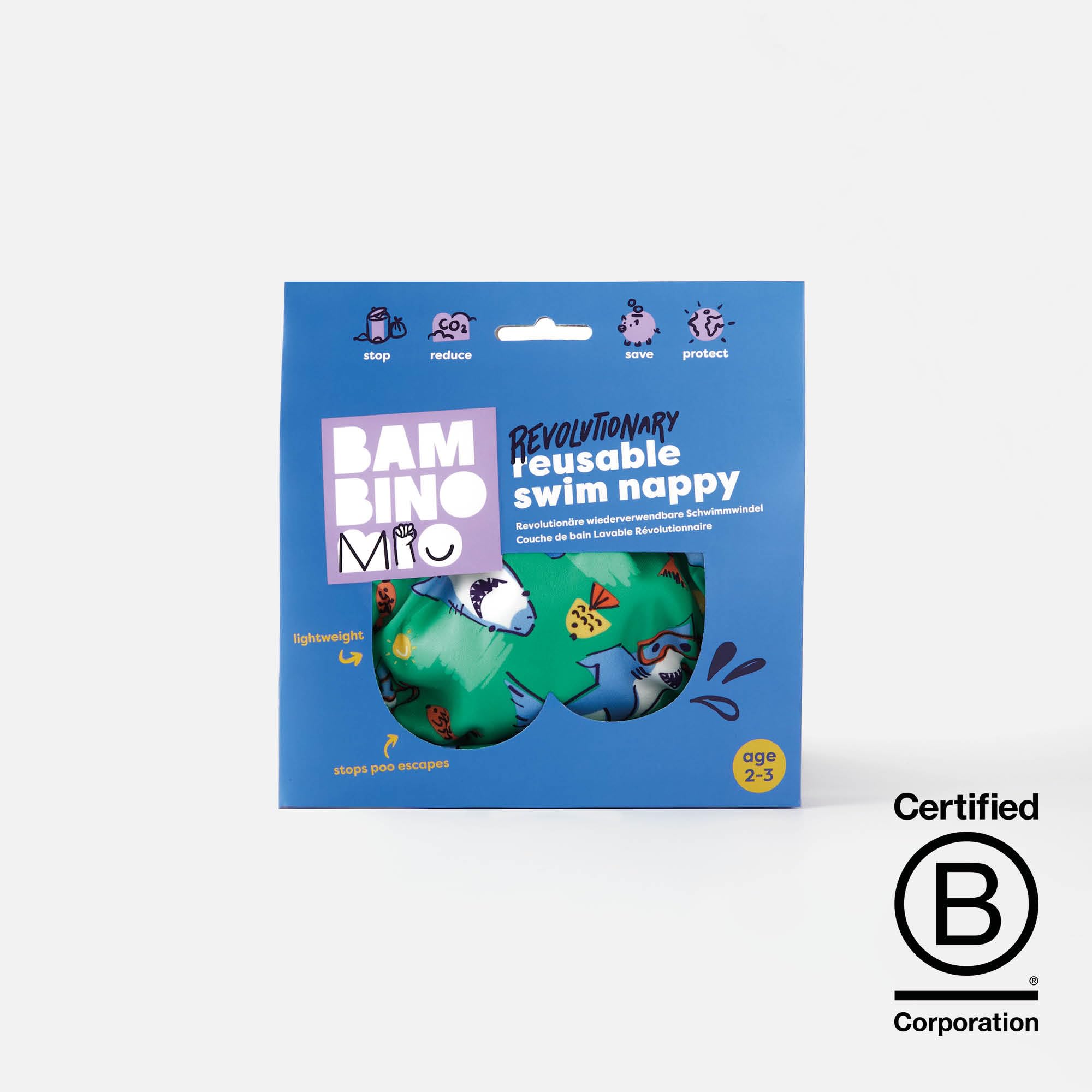 Couche de bain Lavable Révolutionnaire, lot de 2, Bambino Mio, Flip & Flamme, (1-2 ans)