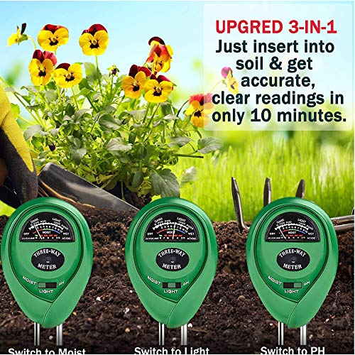 image for Lailieu Soil Test Kit 3-in-1 Soil Tester with Moisture,Light and PH Me