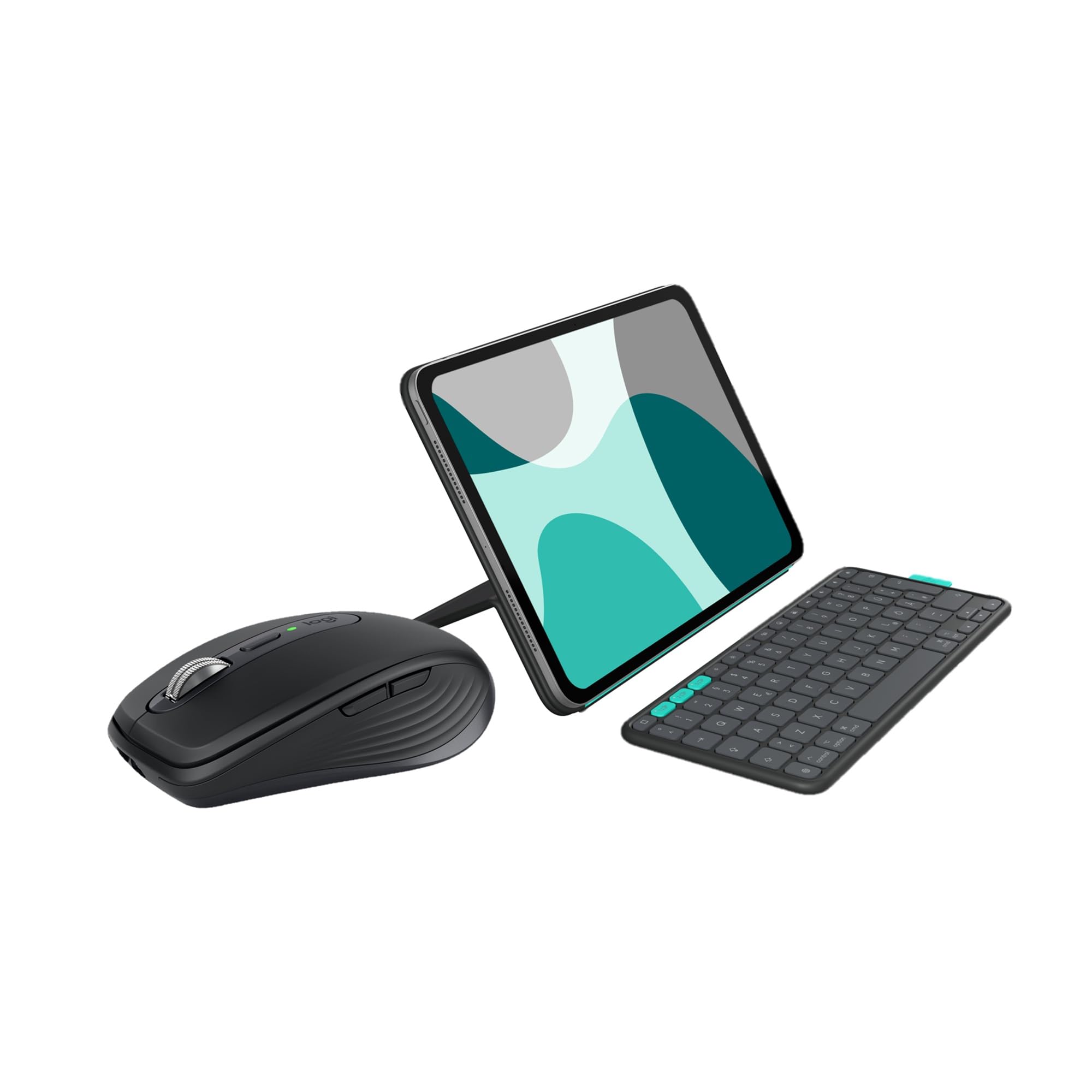 Logitech MX Anywhere 3S for Mac, kompakte kabellose Bluetooth-Maus, 8K-DPI-Abtastung auf jeder Fläche,Flip Folio Keyboard Case for iPad Pro 11 Inch (M4), iPad Air 11 Inch (M2 and M3)(5th Gen - 2024)
