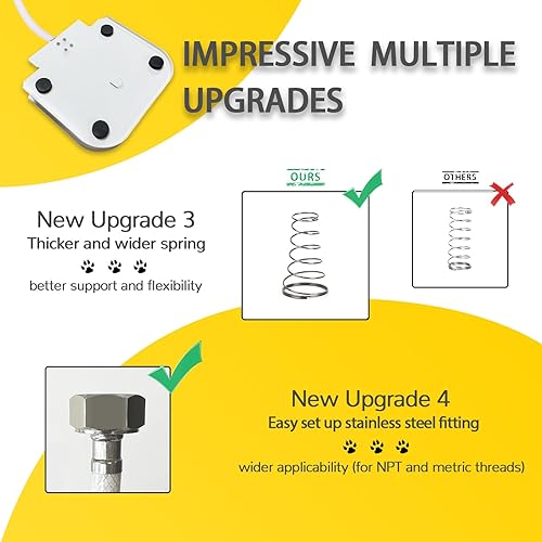 Miniatura 4 de Fuente de agua para perros al aire libre - Dispensador de agua potable para perros grande mejorado con manguera trenzada de acero inoxidable