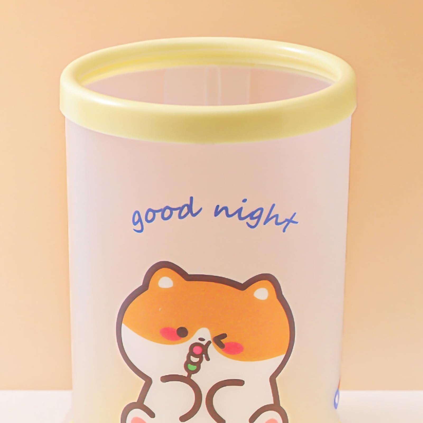Muiltvoe Folding Pen Holder Pencil Holder Desk Organizer Cute Cartoon Pattern Transparent Large Capacity Storage for Pens Pencils Makeup Brushes with Glossy Edges for Girls Kids Teachers (Tiger)