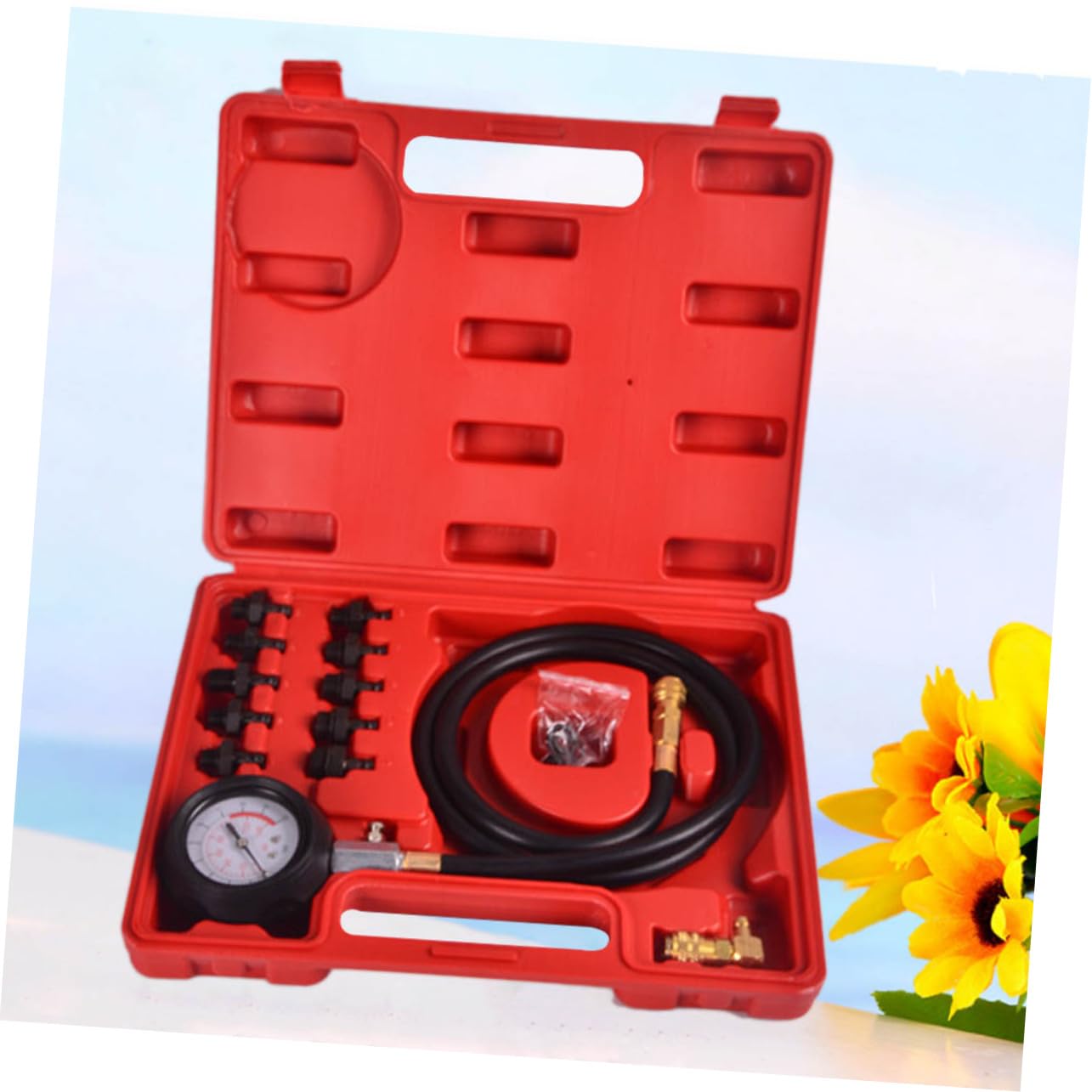 Anneome Oil Pressure Gauge for Engine Kit Includes Oil Pressure Tester Hose Adapters Easy to Read Scale for Mechanics