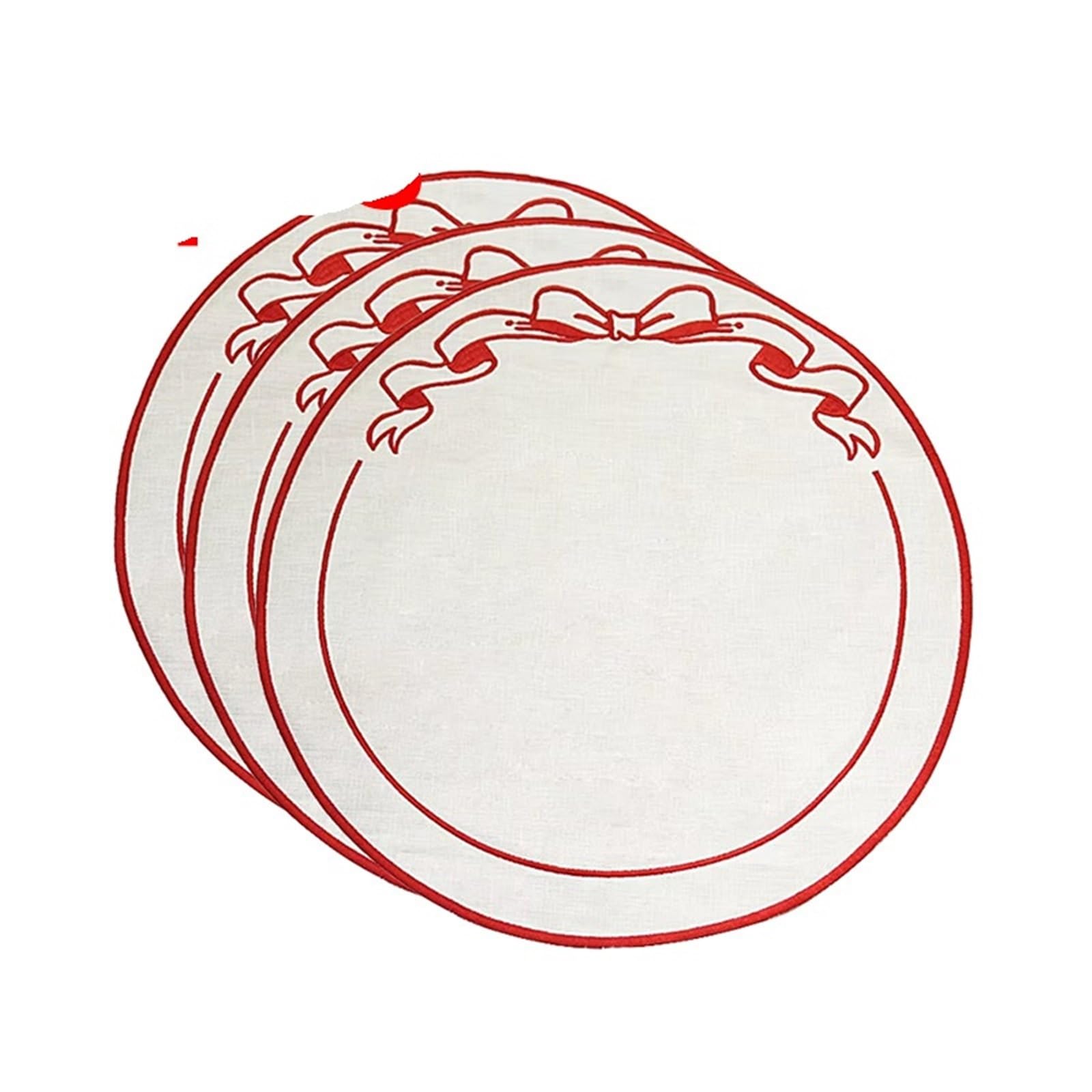 Place Mats for Table Embroidered Square Placemat Decoration Set, Insulated Washable Specialty(Rotundity 2pcs)