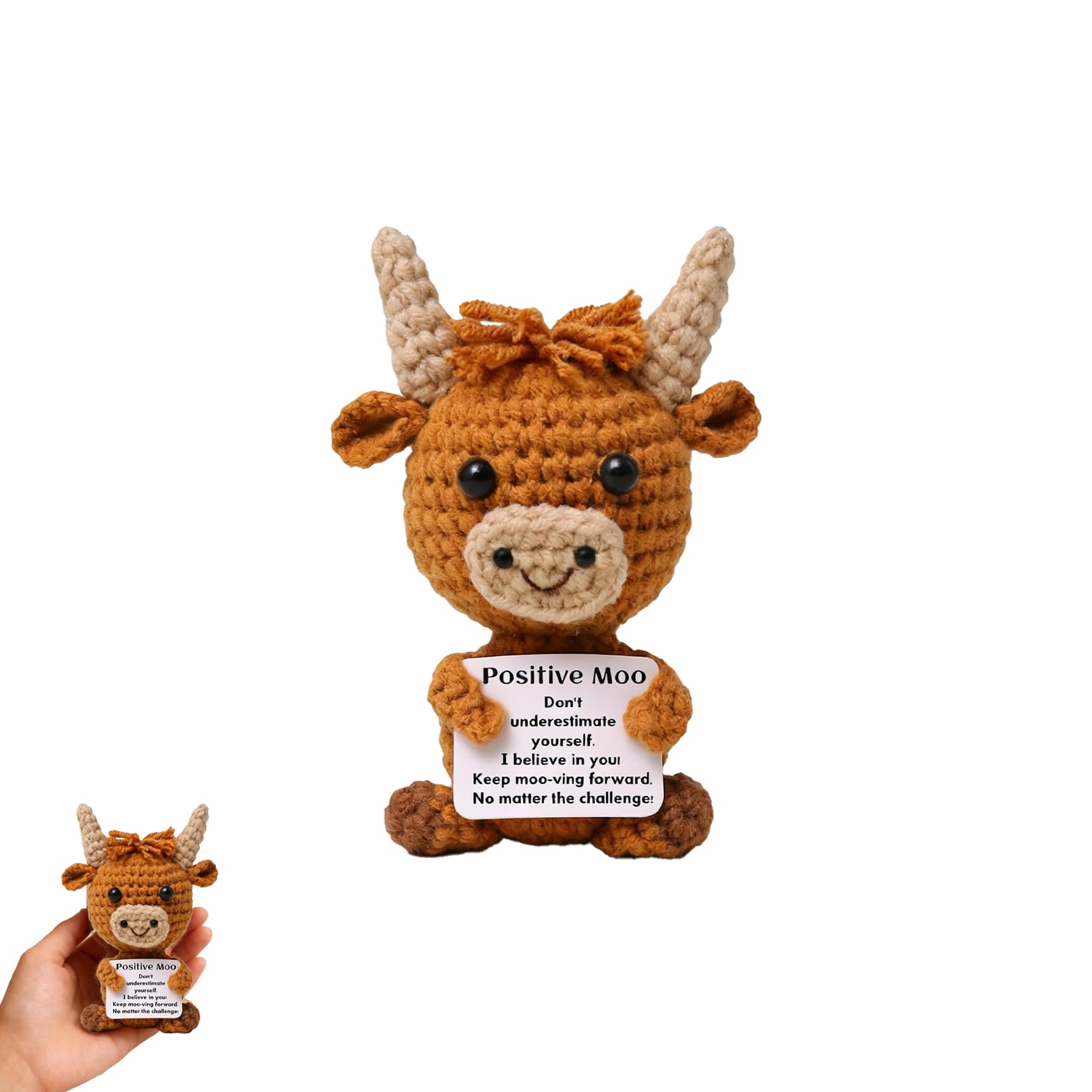 Highland Cow Gifts for Women,Positive Crochet Animals Highland Cow Gifts