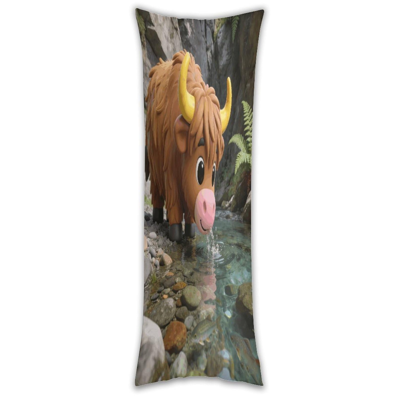 Highland Cow Pillow Cases Breathable Vertical Long Pillowcase Body Pillowcase with Hidden Zipper Closure Soft and Cozy Pillow Cover 20x54 Inches for Bedroom Couch