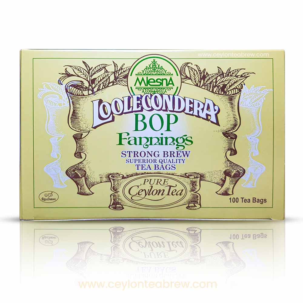 Mlesna Ceylon Loolecondera Bop fannings Strong brew tea, 100 Count Tea Bags 200 Grams