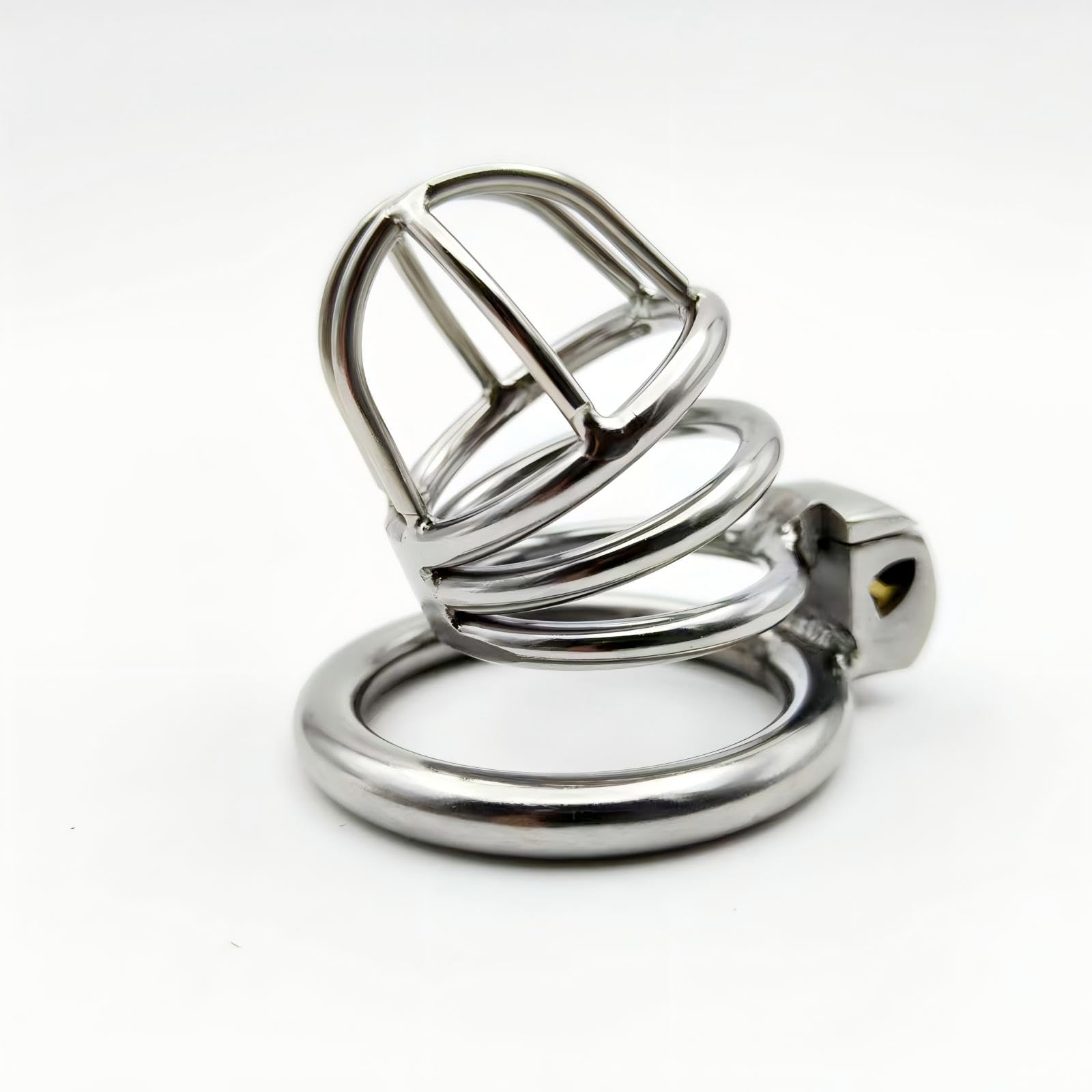 Cage de Chasteté en Métal Cage de Chasteté Pénis avec 3 Ring de Tailles Différentes et Serrures Invisibles Chastity Cage avec Grande Ouverture pour La Ventilation Sex Toys Cage Chastetée (Large)