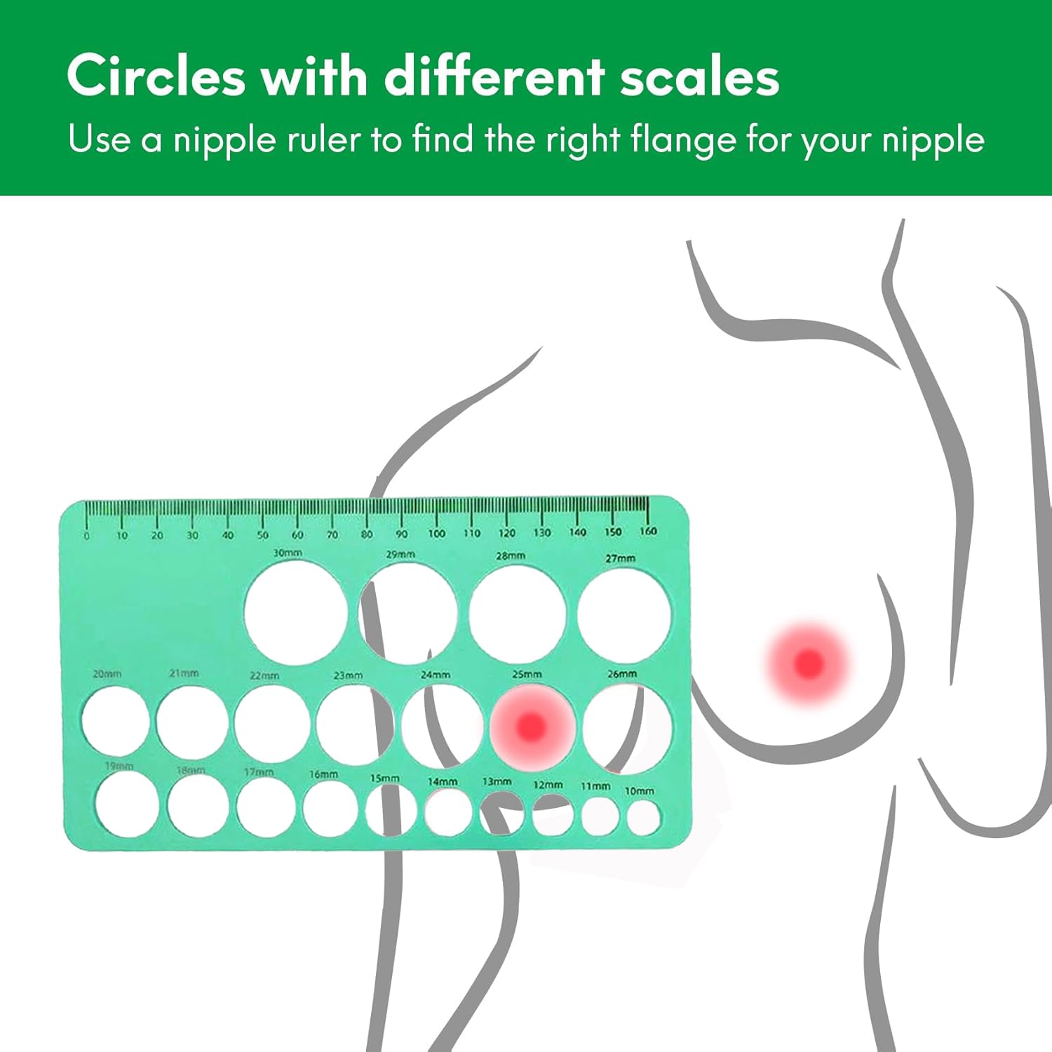 Nipple Rulers for Flange Sizing Flange Size Measure Portable Reusable Soft Flange Size for Breast Pump Flange Sizing Kit Green - Image 4 thumbnail