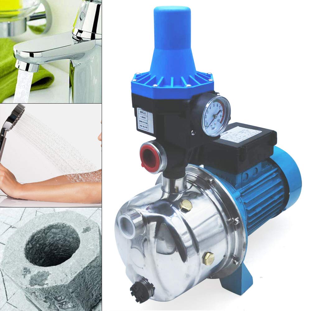Pompe d'irrigation de jardin, pompe à eau en acier inoxydable, 5 bar, hauteur de refoulement de 45 m, pour l'approvisionnement en eau domestique