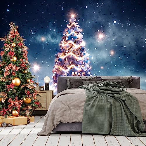 Bovlleetd Christmas Tree Wonderland Backdrop Blue Sky Starry Bokeh Glitter Photo Backdrops Christmas Party Decoration Kids Portrait Photobooth Photo Studio Props 7x5ft - Image 2