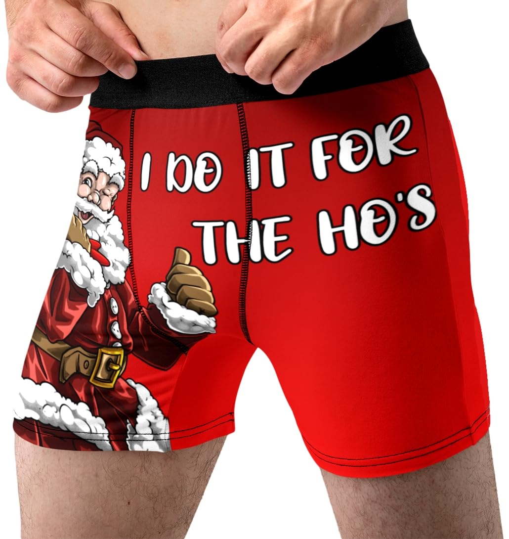Mens Funny Boxer Briefs – Santa Clause Novelty Fun Gag Gift Idea Underwear