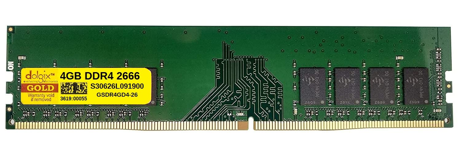 Dolgix Gold 4GB DDR4 RAM|2666MHz RAM|Desktop RAM|Desktop Memory | U-DIMM | Long-DIMM | PC4-21300 | CL -19 |1Rx8 Single Rank | 5-Year Warranty- (Made in India) (B01CE2QGK4) Amazon Price History, Amazon Price Tracker