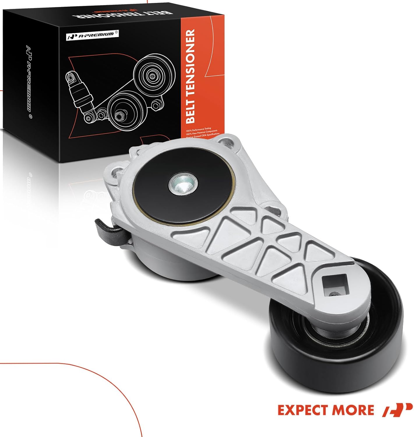 A-Premium Belt Tensioner Assembly with Pulley Compatible with Ford F-150 2010-2014, F-250/F-350 Super Duty 2011-2022, F-350 2015-2016, E-350/E-450 Super Duty 2017-2019, Lobo 2011-2014, 6.2L