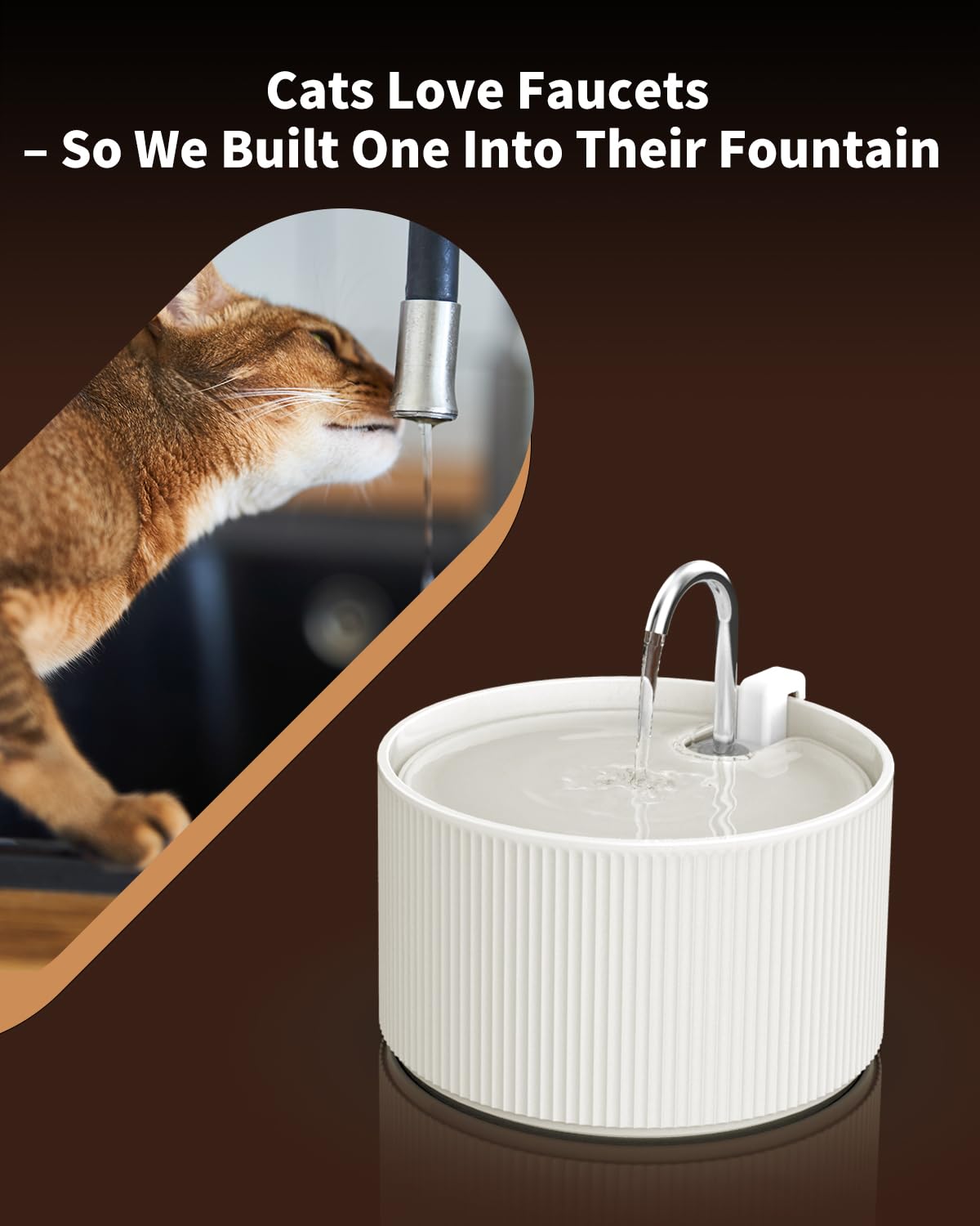 Fuente de agua de cerámica para gatos, fuente automática de agua para mascotas de 2 litros, para gatos de interior y perros pequeños, ultra silenciosa, sin BPA, dispensador de agua para gatos con