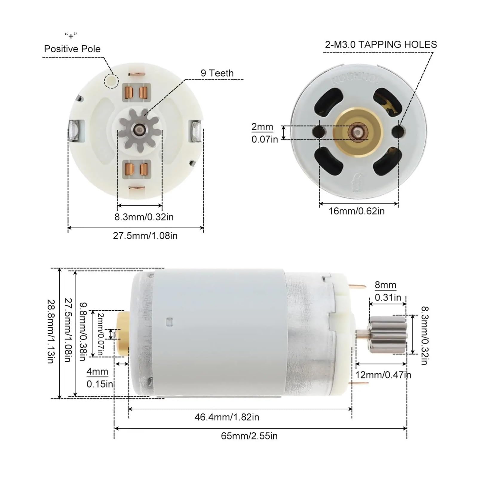 9-zębowy elektroniczny silnik sterujący przepustnicy 12V 5540 obr./min 9-zębowy silnik prądu stałego