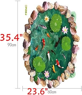 U-Shark Large Blue Sky 3D Self-Adhesive Removable Break Through The Wall Vinyl Wall Sticker/Mural Art Decals Decorator (Goldfish in Lotus Pool 9260 (60 x 90cm))
