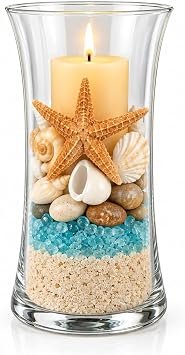 Beach Wedding Centerpiece Candle Holder Coastal Starfish Glass Vase, Nautical Wedding Table Decor, Seaside Reception Centerpiece, Destination Wedding & Beach House Decor