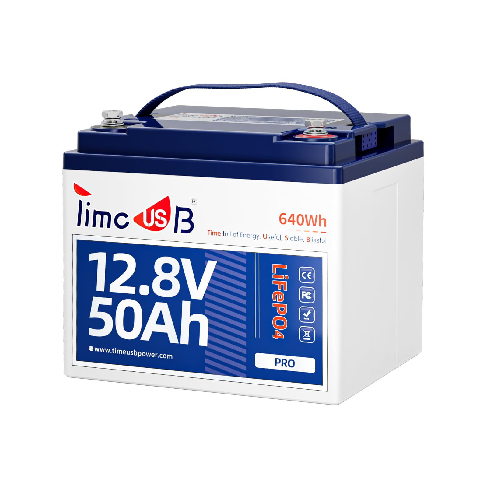 12V 50Ah Pro LiFePO4 Battery, 15000+ Cycles Timeusb Battery with Grade A Battery Cells, Built-in 50A BMS, Deep Cycle Lithium Battery Perfect for Electric Wheelchair, Trolling Motor, Kayak