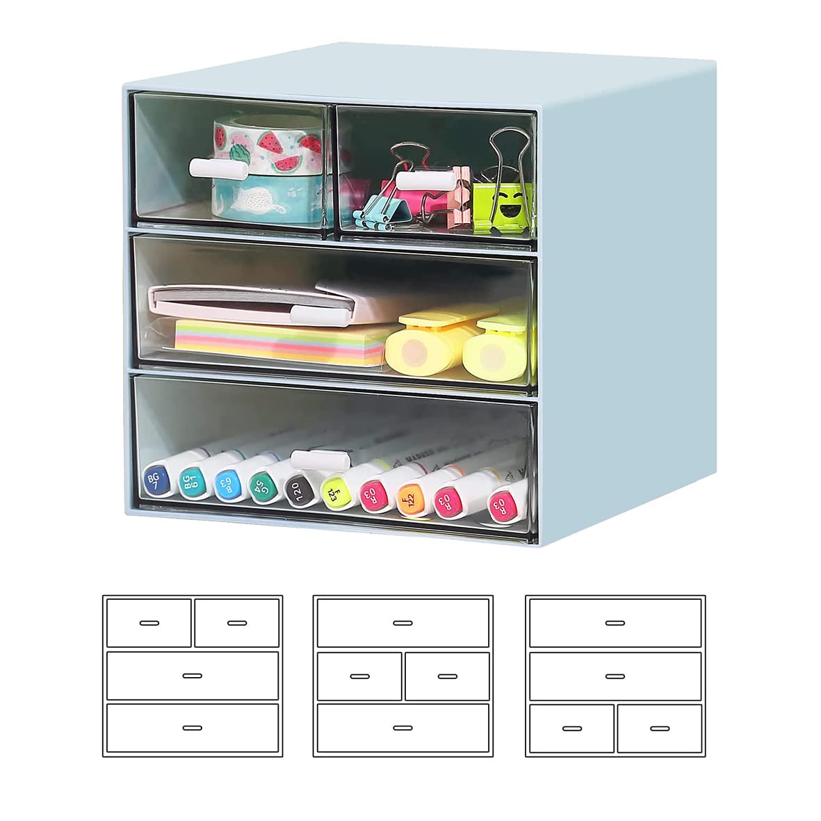 Umtiti 2 PCS Desk Storage, Makeup Storage Box With 4 Drawers, Plastic Office Stationery Supplies Organizers - Image 2