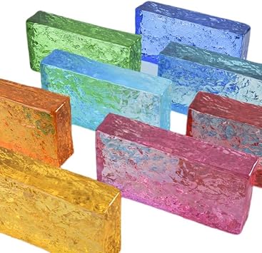 LXHELIVERY High Transparency Glass Blocks Solid Glass Brick 1 Piece - Light Transmission& Privacy Protection for Bar Hotels Bedroom Living Room PartitionsGreen