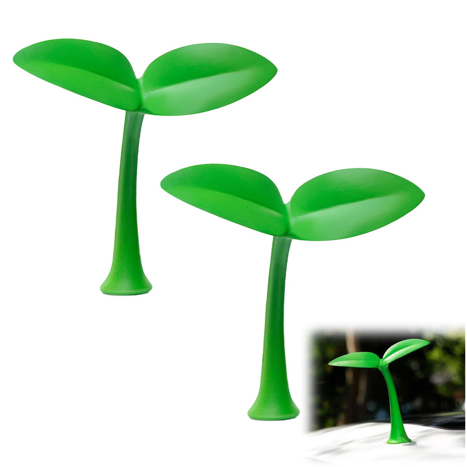momerch2PCS Car Sticker Decal, 3D Car Roof Decoration Cute Green Grass Car Decal Bumpber Universal PU Foam Bean Sprout Car Decoration Sapling Sticker for Car/Motocycle/Helmet