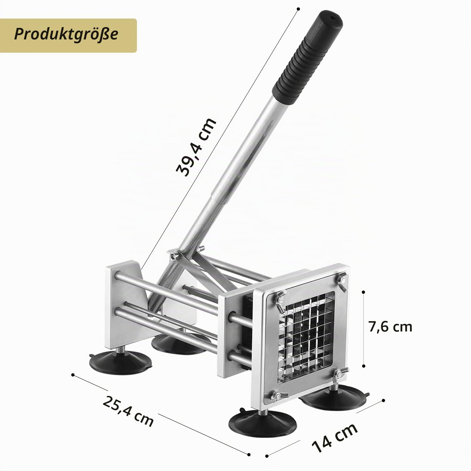 Pommes Frites Schneider, Canirologas Professional Pommesschneider Edelstahl Kartoffelhacker Kartoffelchip Cutter mit 2-Klingen für Kartoffel Karotte Gurke Vegatable
