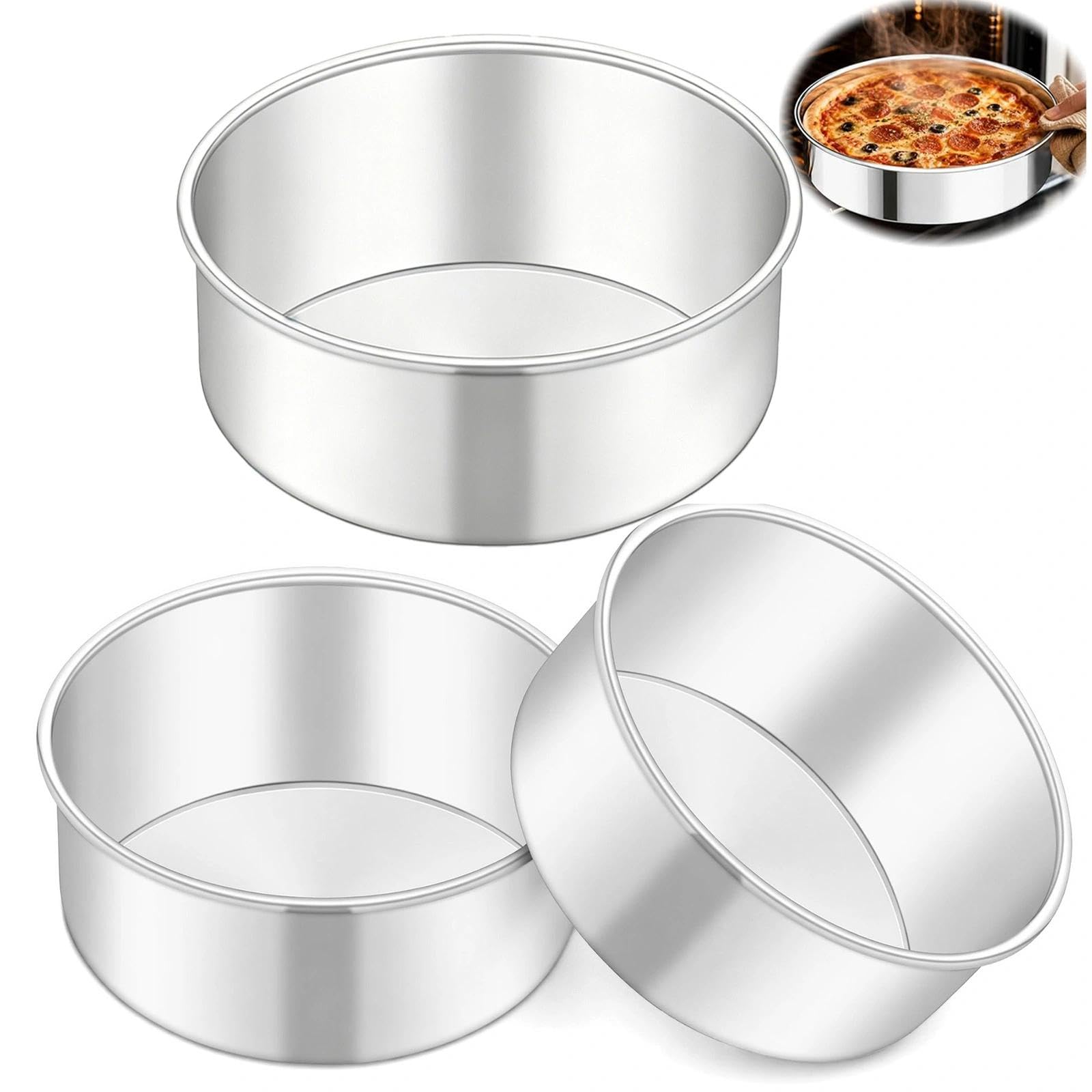Binmiza 5 Inch Cake Tin Set of 3,Stainless Steel Round Cake Pans Baking Mould,Round Cake Tins,Mini Cheesecake Tin, for Baking Roasting Serving, Birthday Christmas Wedding Layer Cakes