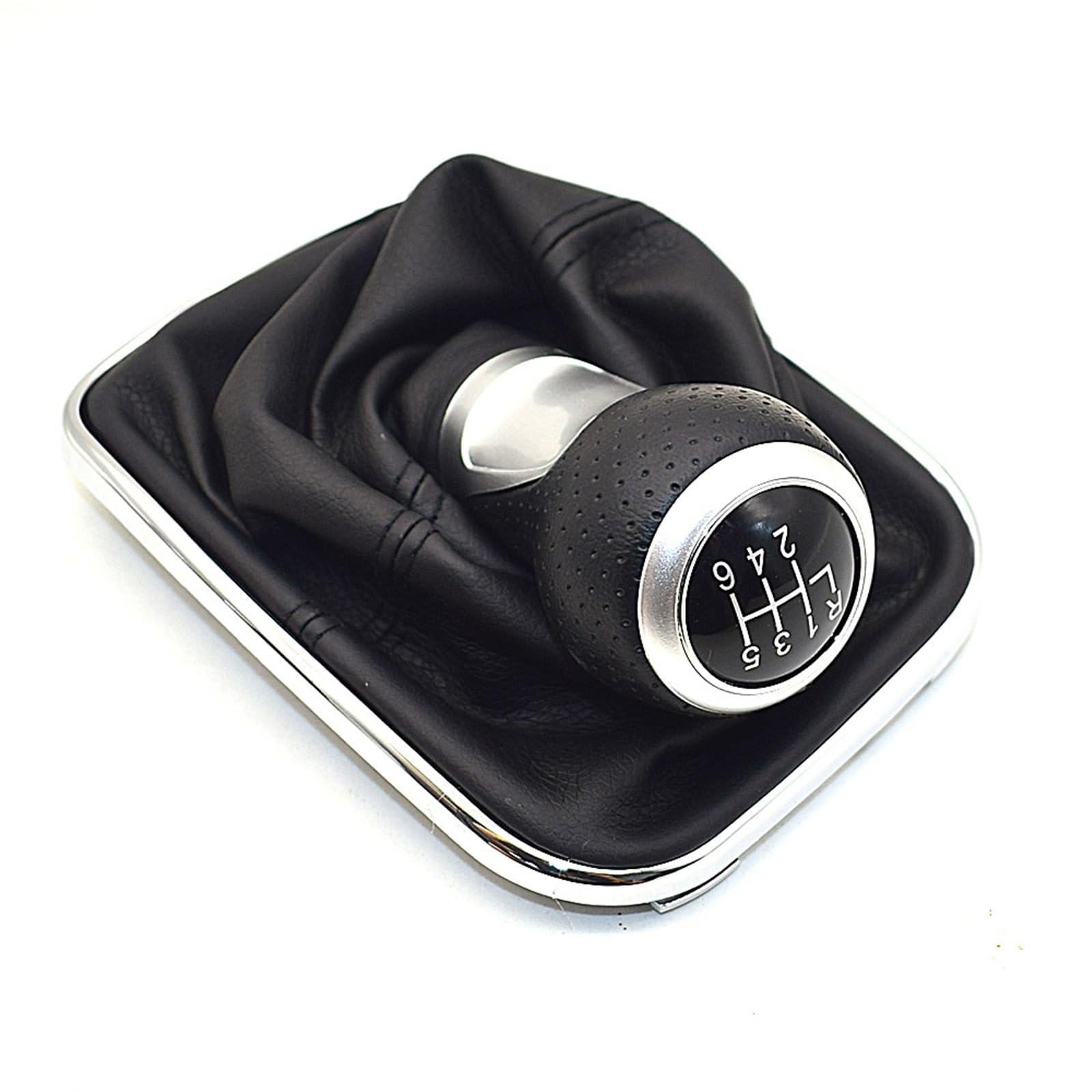 HSUKIHO Car Shift Knob Cover for VW for Golf 4 for MK4 for GTI for R32 for Bora for Jetta 1999-2004 5/6 Speed Car Gear Shift Knob Lever Shifter Gaitor Boot(Silver 6 Speed)