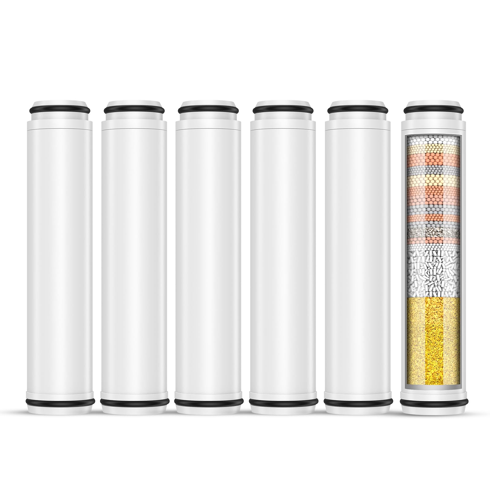 FEELSO Pack de 6 Filtros de Repuesto para Alcachofa de Ducha, Compatible con ASIN B0FY51CKNK/B0GCND6R79/B0GHXQ3ZY4, Filtro de Ducha de 15 Capas para Agua Dura, Reduce Cloro e Impurezas | Para Agua Dura, Reduce Cloro e Impurezas, Compatible con ASIN B0FY51