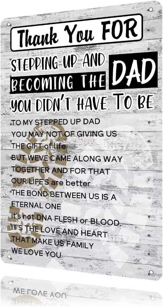 Kwqdozf Tin Sign-4 12X16inch Thank You Forstepping Up And Dad Father's Day Vintage Metal Alumi