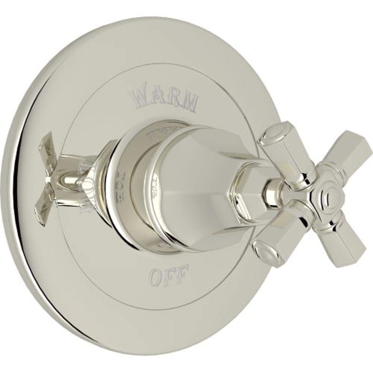 Kit palladien Rohl nickel poli avec poignée en croix et capuchon cloche hexagonal luxe