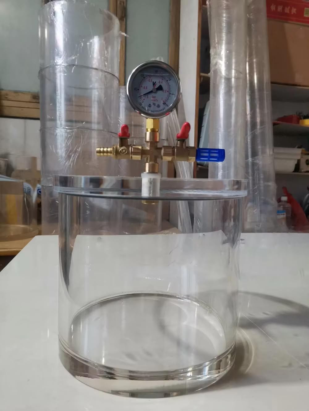 COYEUX Transparente Vakuum-entgasungskammer, Acryl-exsikkator, Mit Manometer, Größe 100 X 140 Mm, Zur Entgasung Von Harz Und Silikon Im Labor