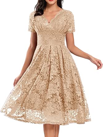 Amazon.com: uhnmki Wedding Guest Dress for Women Floral Lace Midi ...
