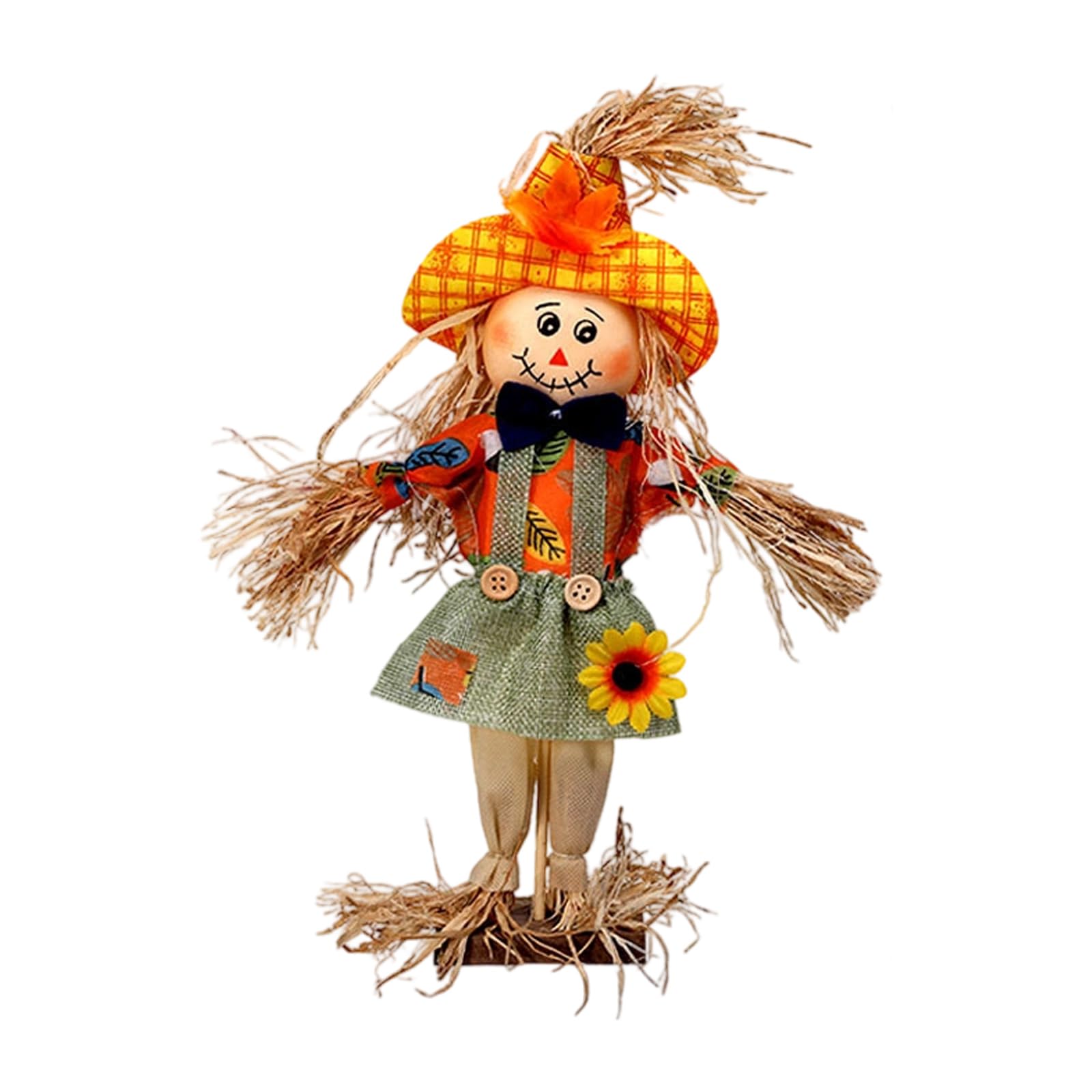 Jazuaiao Handcrafted Harvest Witch Ornament with Dried Grass Materials Scarecrows Tabletop Decoration for Harvest Festival Halloween Straw Witch Scarecrows Decorations