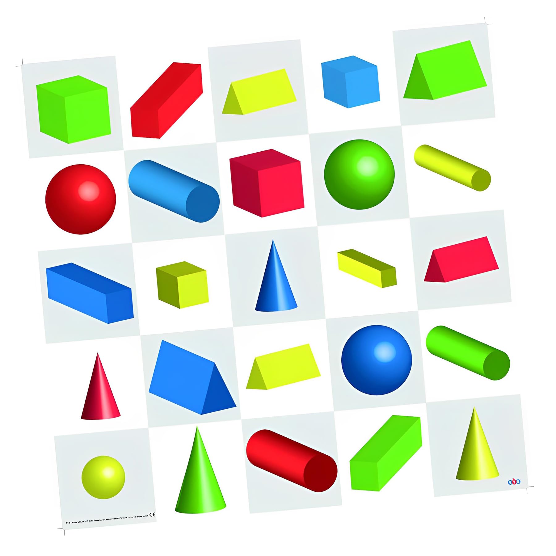 Generic 3D Shapes Floor Play Mat for Coding Robots, Educational STEM Playmat for Bee-Bot and Blue-Bot Programming Robots, Programmable Robot Accessory - 75x75cm