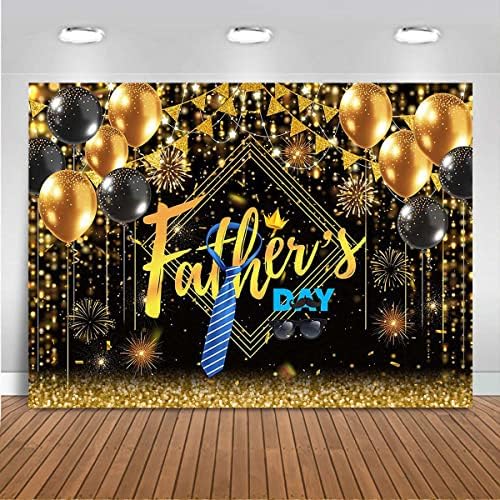 Mocsicka Black Gold Happy Father’s Day Backdrop Glitter Bokeh Spot Balloons Fathers Day Photography Background I Love Dad Family Decor Portrait Photo Booth Studio (7x5ft)