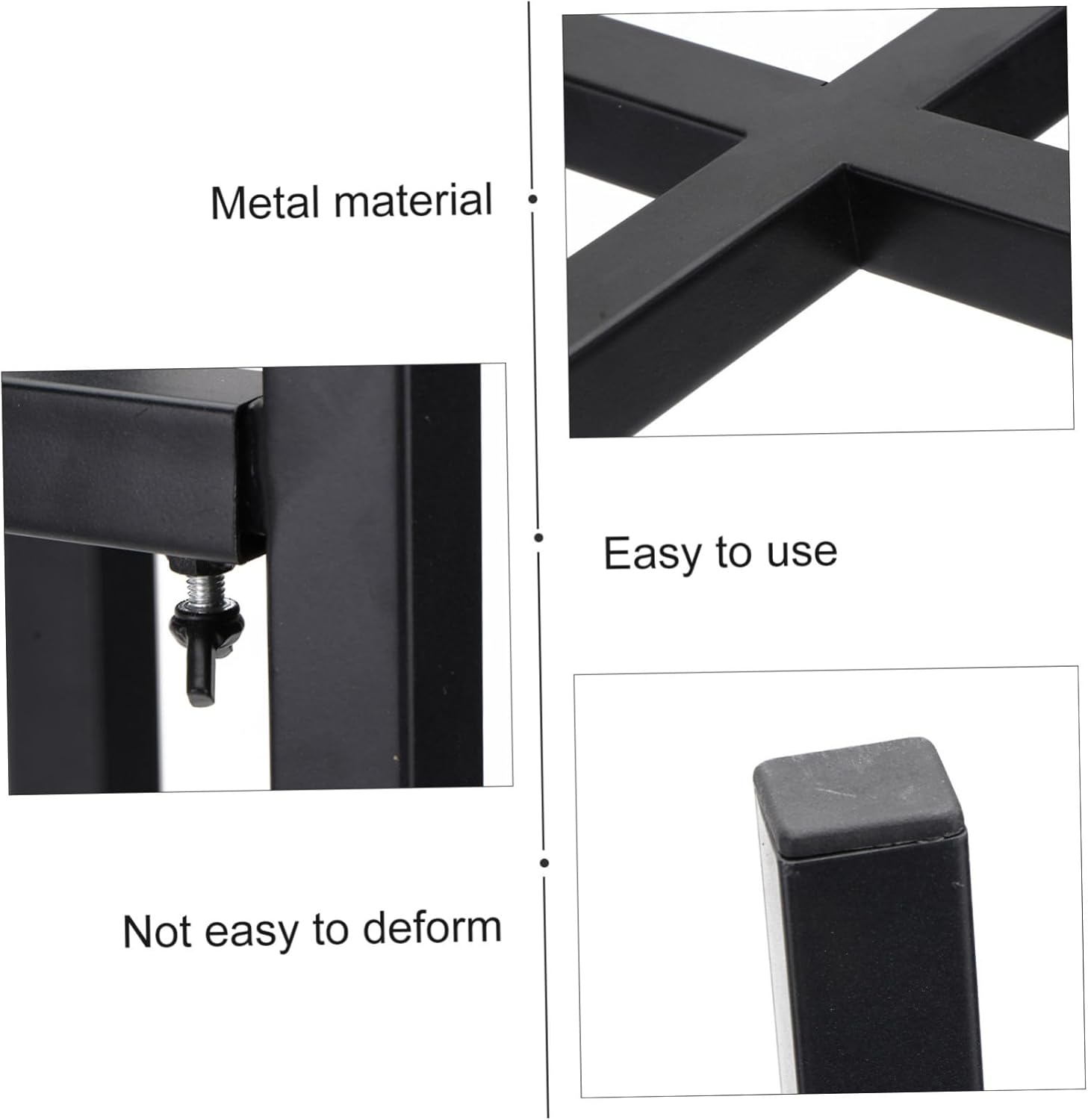 Milisten 1pc Adjustable Plant Stand Modern Flower Pot Holder for Use Cross-shaped Design Sturdy Support for and Cacti Height Adjustable Elegant Black Finish