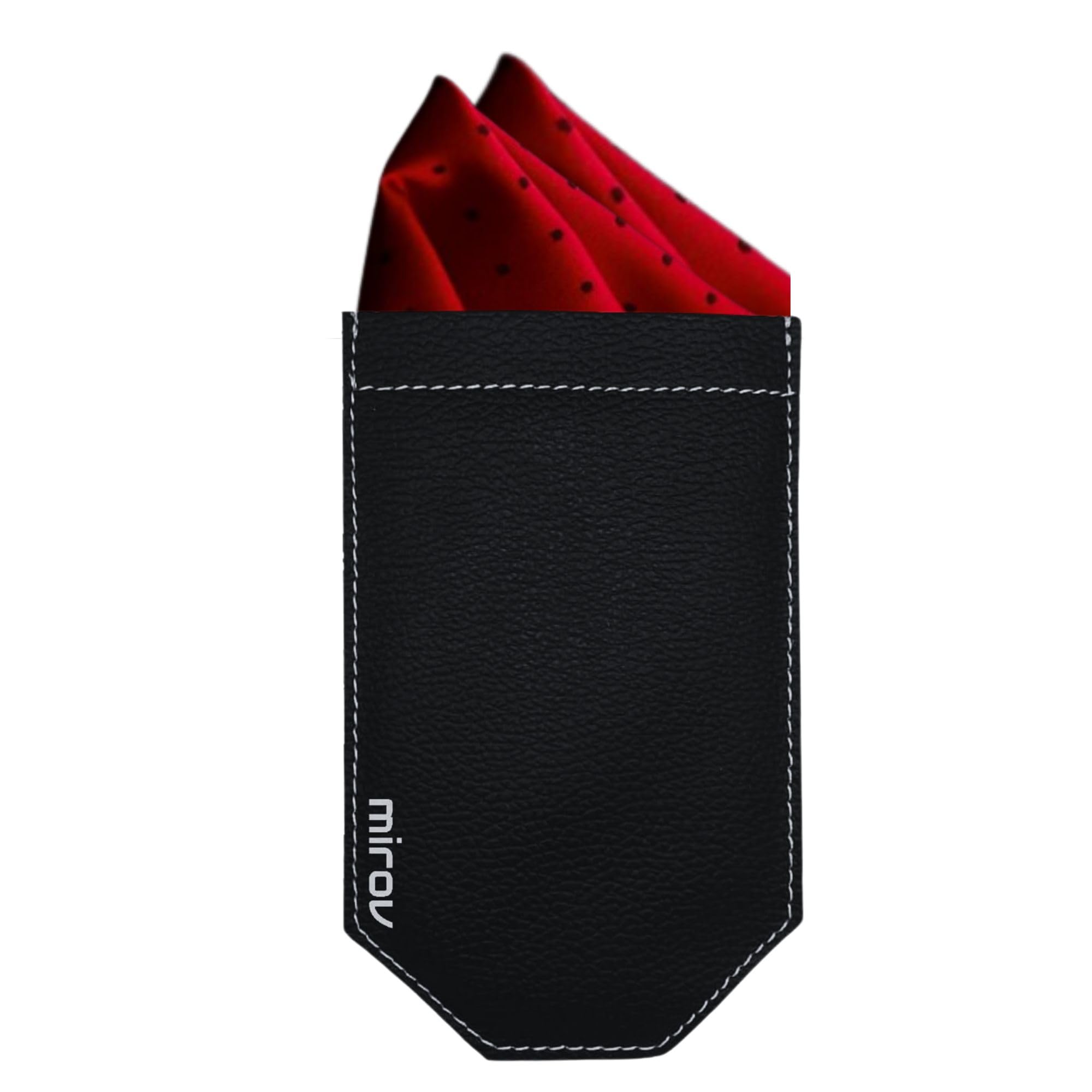 ™ Vegan Leather Pocket Square Holder | Ultra Slim, Stylish and Compact Pocket Square Organizer for Men's Suit and Formal Attire | Black