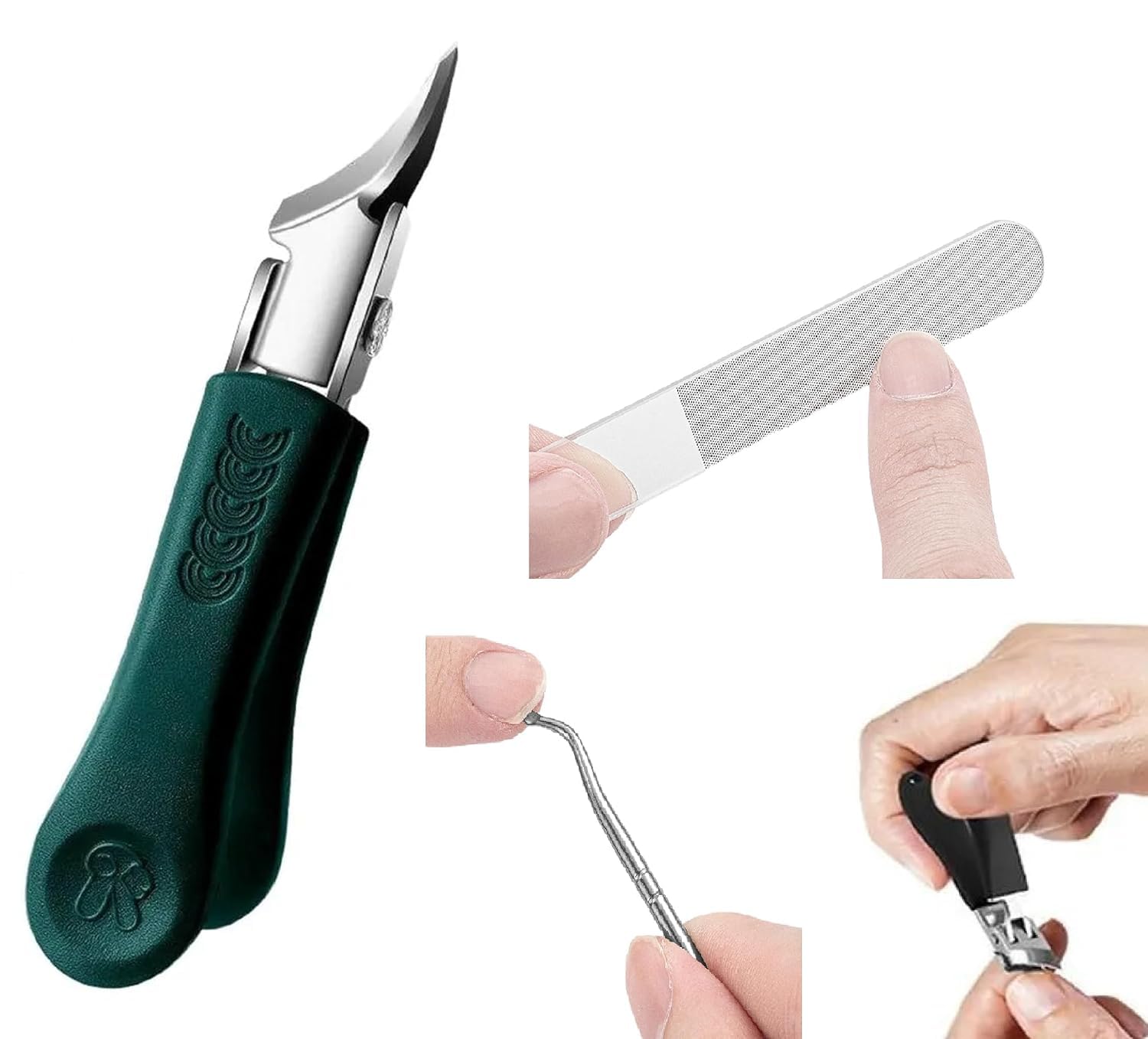 Eagle Beak Beveled Nail Clippers 3 pc Sets of Wide Jaw Opening Anti-Splash Slanted Nail Cutter Long Handle Edge Nail Clippers for Thick Nails & Ingrown Care For Men Women & Seniors-image-6