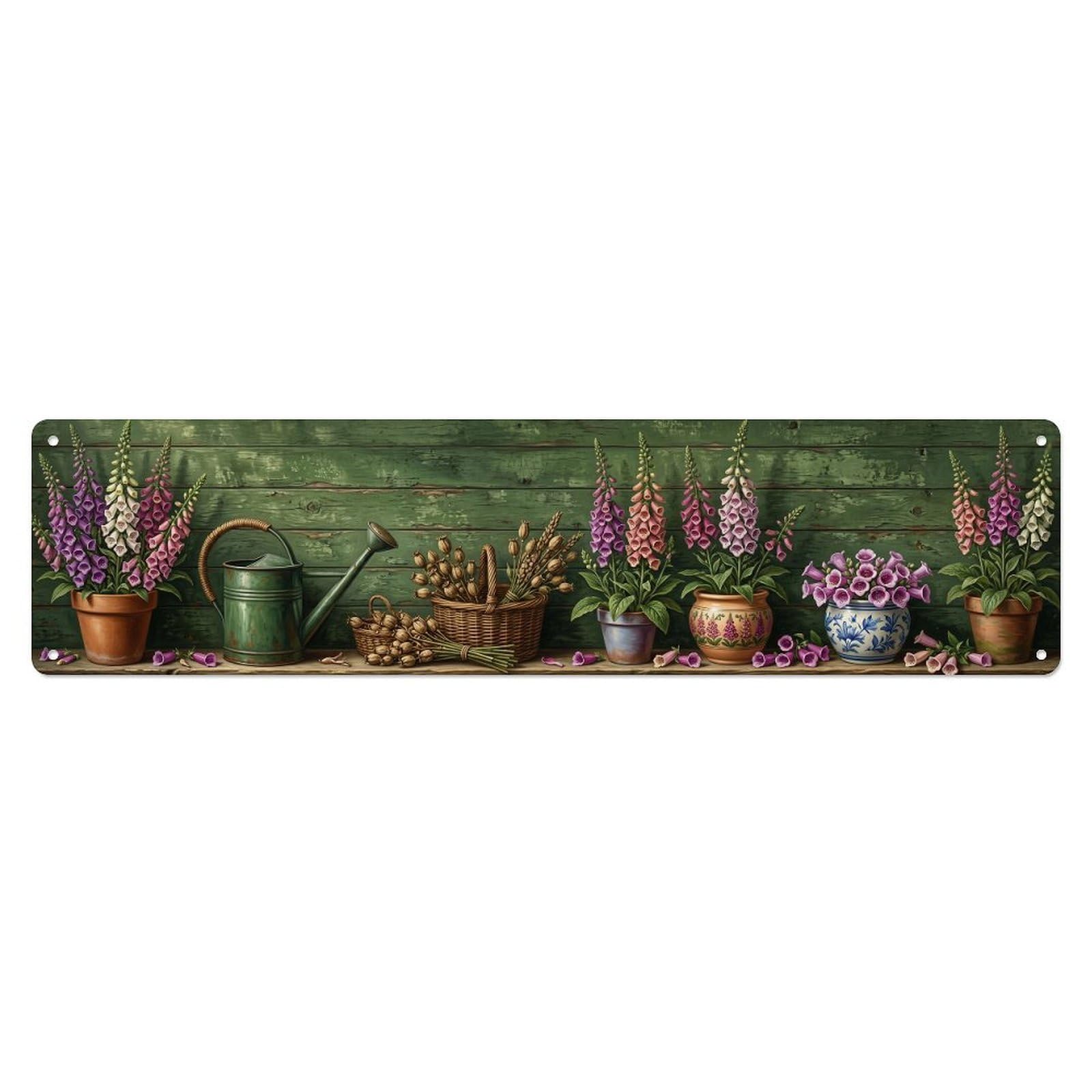 Garden Tools Vintage Foxglove Woodland Pattern Metal Tin Sign