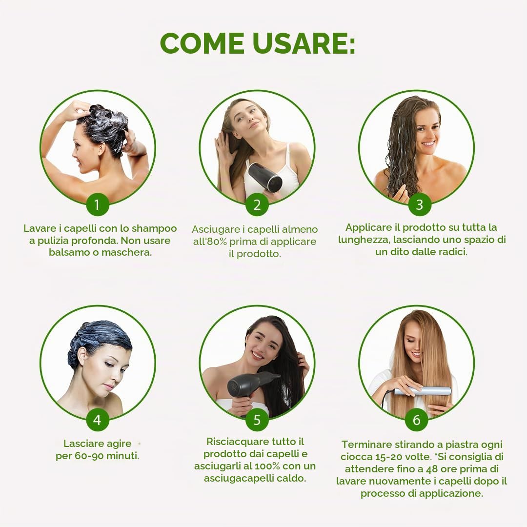 I Belli Capelli Ravenna Organic Hair B-tox, trattamento anti-crespo, senza formaldeide, lisciante per capelli, 35.2 oz / 1 kg | Formula delicata della linea · Odore basso · Idratazione profonda