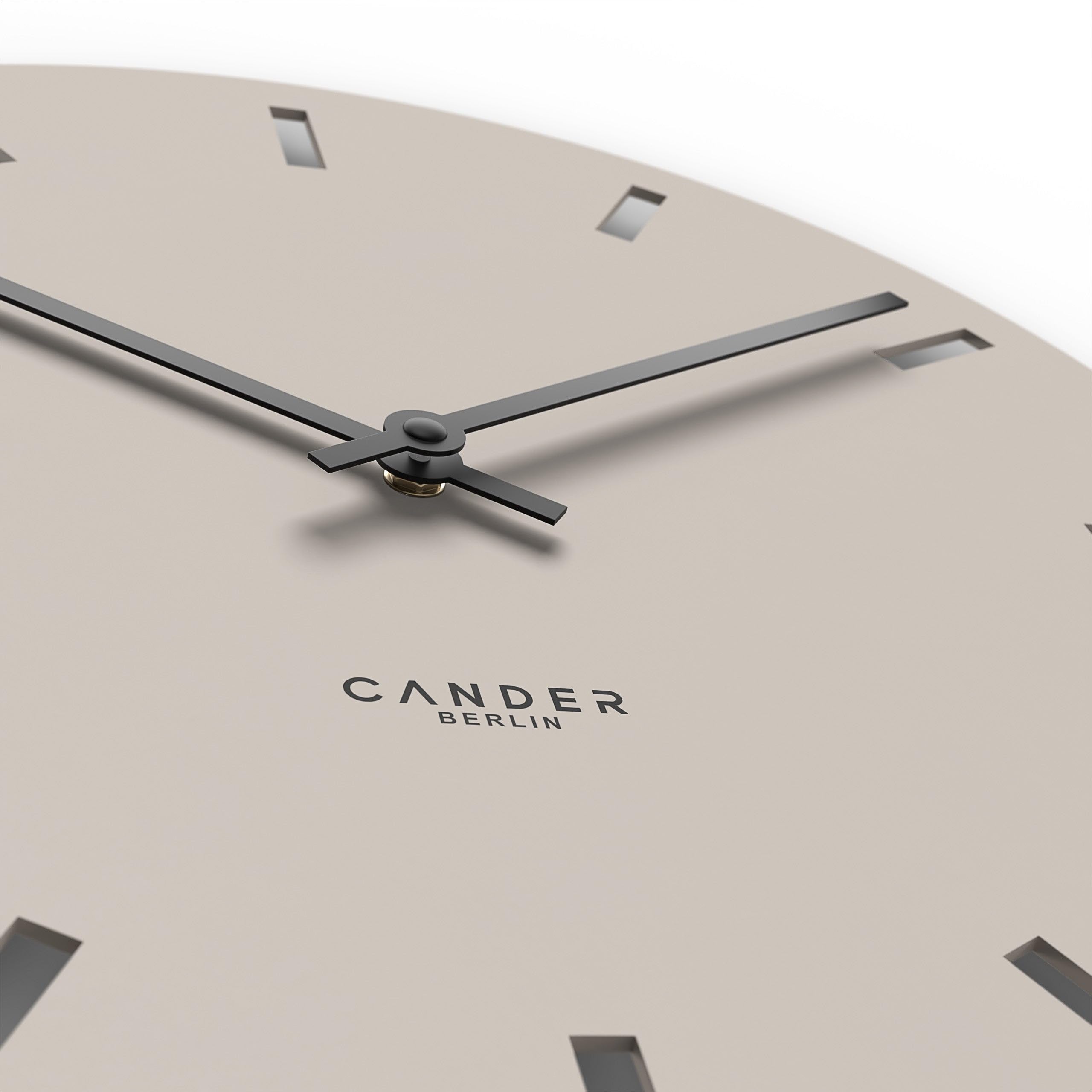 Cander Berlin MNU 2550 P XXL Wanduhr lautlos 50 cm ohne Tickgeräusche analog Wohnzimmer modern Vintage warmgrau groß