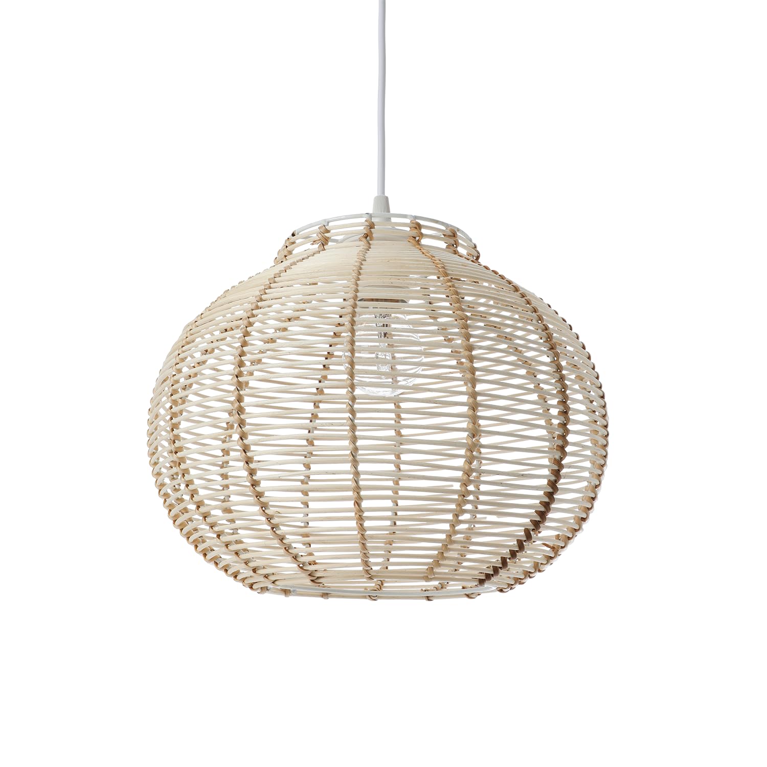 Luminaria Korba, lámpara colgante de ratán, 60 W, natural, diámetro 30 x altura 23 cm