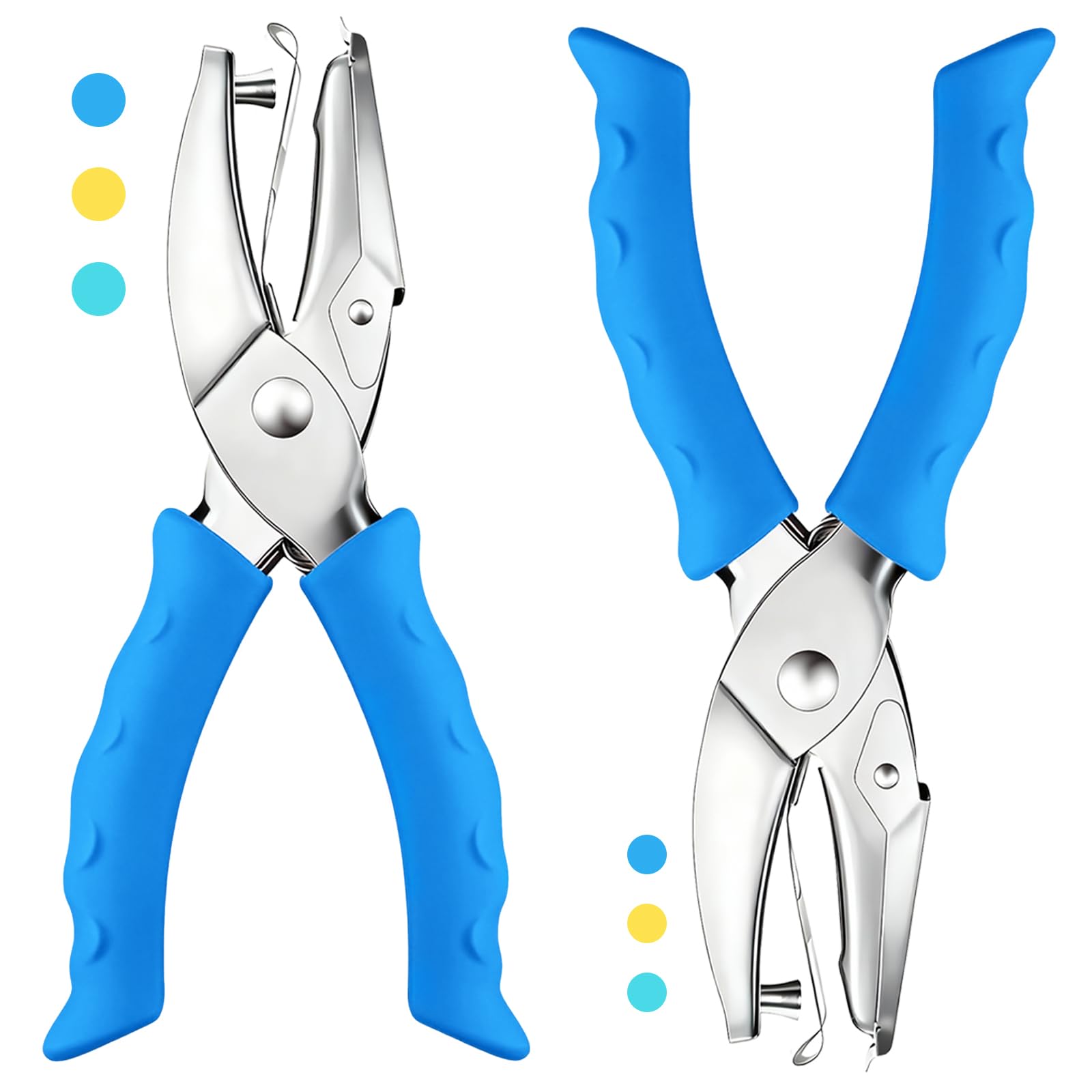 2 Pcs Hole Punch, 1/4" and 1/8" Hole Puncher with Blue Soft Grip for Crafts, Scrapbooks, Tags, Tickets, Handheld Circle Single Hole Punch for Home, Office and Classroom
