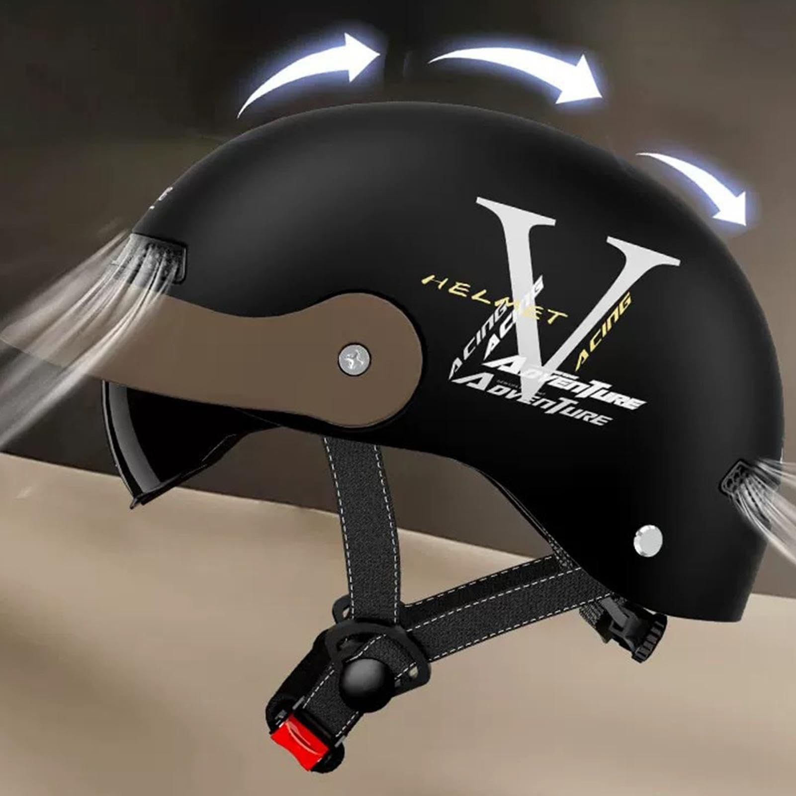 Generico Mezzo Casco da Moto Moto da Equitazione Estiva Traspirante